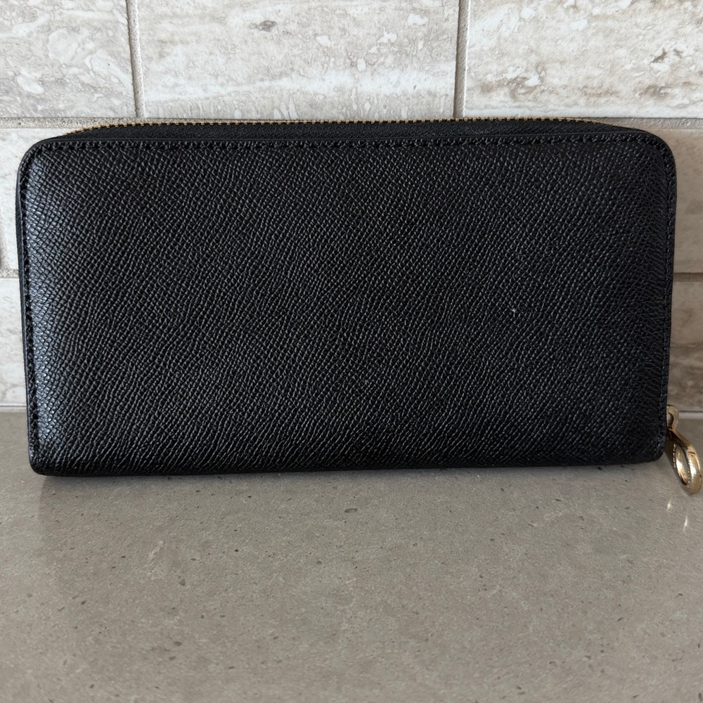 Coach Black Zip-Around Saffiano Wallet with Gold Hardware - Picture 2 of 6
